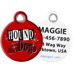 Dog Tag Art Retro Hound Dog Personalized Dog ID Tag