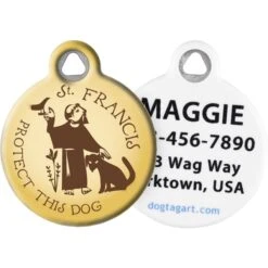 Dog Tag Art St. Francis Protect This Dog Personalized Dog ID Tag