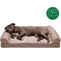 FurHaven Luxe Fur & Performance Linen Orthopedic Sofa Cat & Dog Bed With Removable Cover -Blue Buffalo Shop 271747 PT3. AC SS1800 V1612479748
