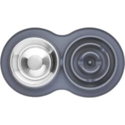 Frisco Silicone Stainless Steel Double Diner Slow Feeder Dog & Cat Bowl, Grey, 3 Cup -Blue Buffalo Shop 277549 PT4. AC SS1800 V1627935299