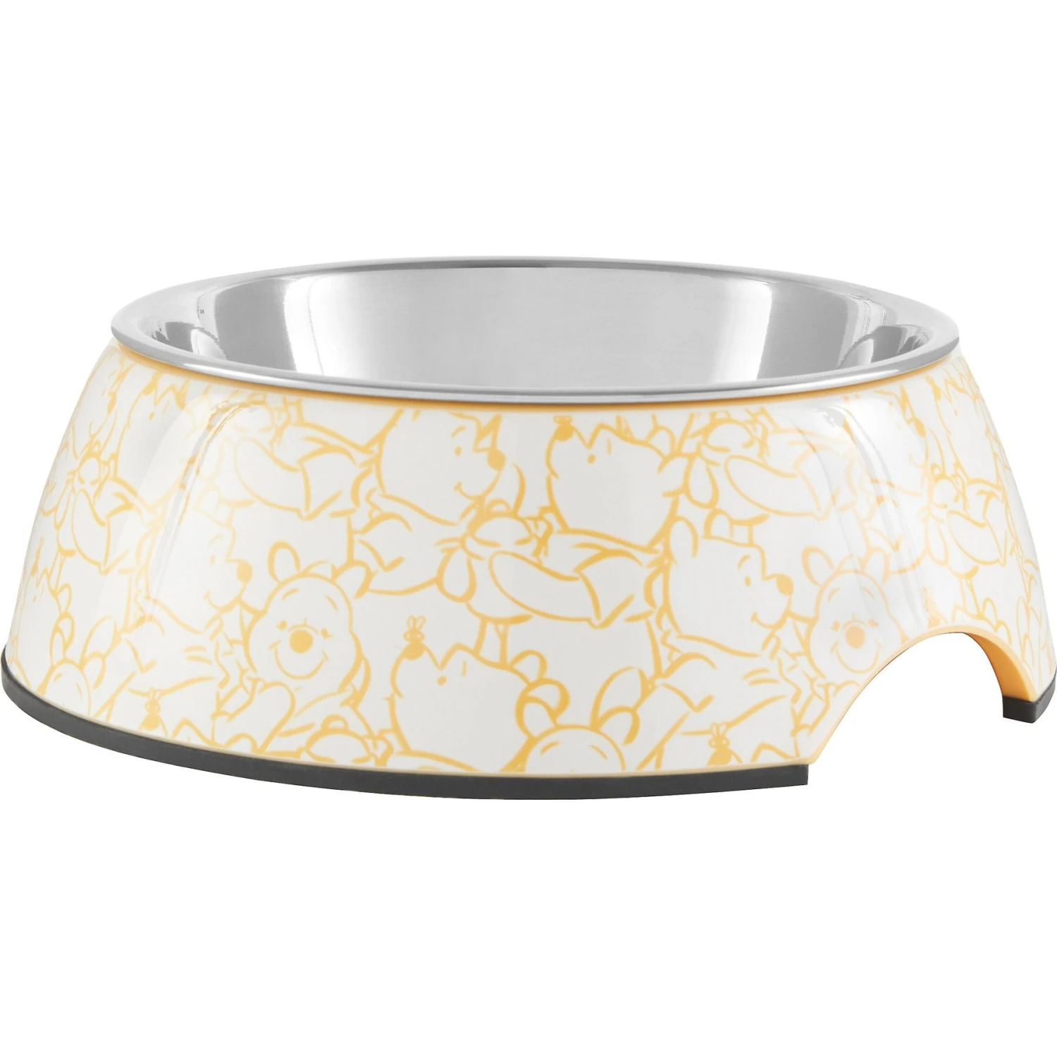 Disney Winnie The Pooh Non-Skid Stainless Steel With Melamine Stand Dog & Cat Bowl, Yellow 3 Disney Winnie The Pooh Non-Skid Stainless Steel With Melamine Stand Dog & Cat Bowl, Yellow
