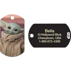 Quick-Tag Star Wars The Mandalorian's The Child Baby Yoda Military Personalized Dog & Cat ID Tag