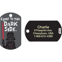 Quick-Tag Star Wars Darth Vader Dark Side Military Personalized Dog & Cat ID Tag