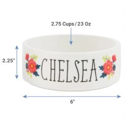 Frisco Flower Ceramic Personalized Dog Bowl -Blue Buffalo Shop 286985 PT1. AC SS1800 V1642024535