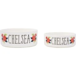 Frisco Flower Ceramic Personalized Dog Bowl -Blue Buffalo Shop 286985 PT5. AC SS1800 V1625860262