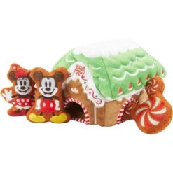 Disney Holiday Mickey & Minnie Mouse Gingerbread House Hide & Seek Puzzle Plush Squeaky Dog Toy