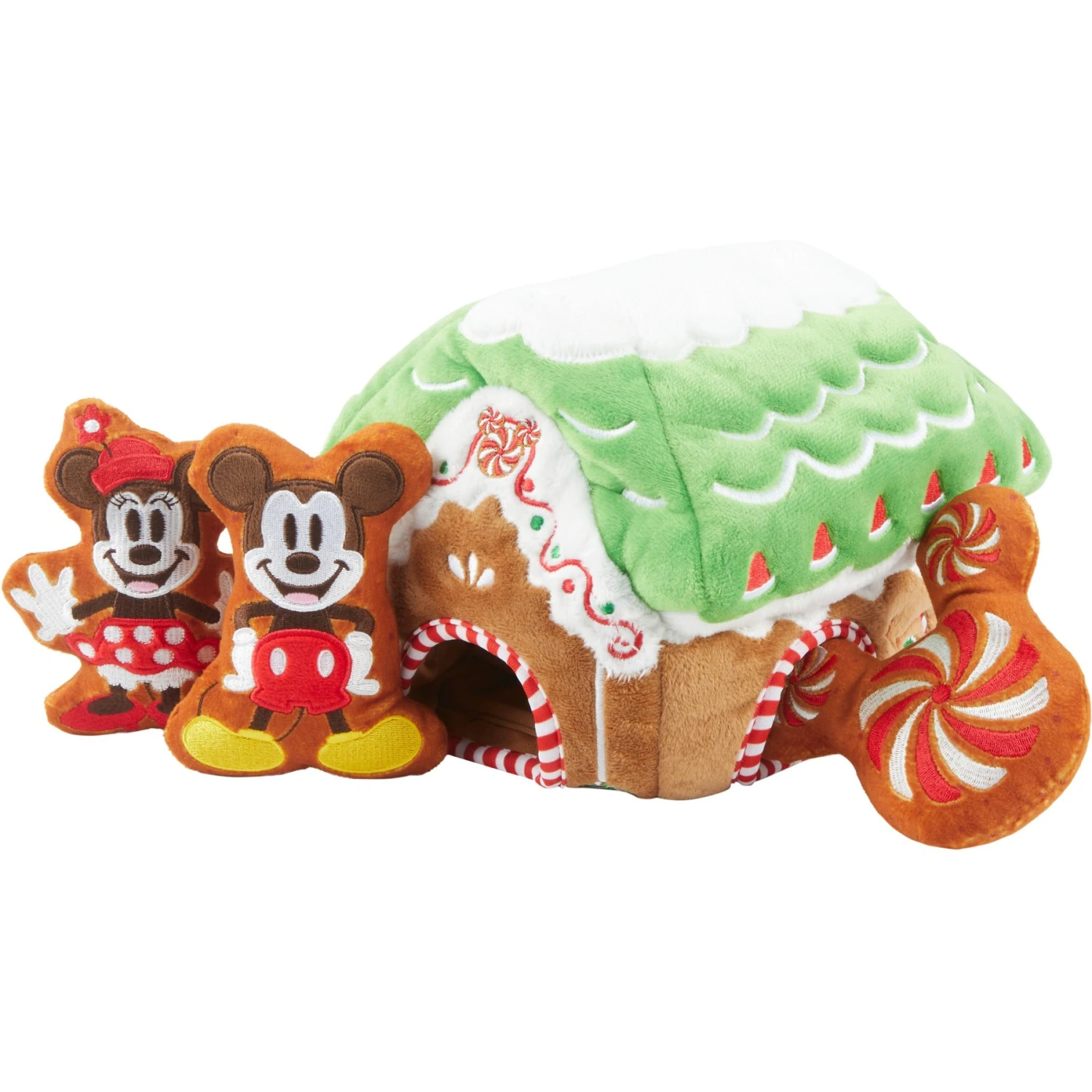 Disney Holiday Mickey & Minnie Mouse Gingerbread House Hide & Seek Puzzle Plush Squeaky Dog Toy 3 Disney Holiday Mickey & Minnie Mouse Gingerbread House Hide & Seek Puzzle Plush Squeaky Dog Toy