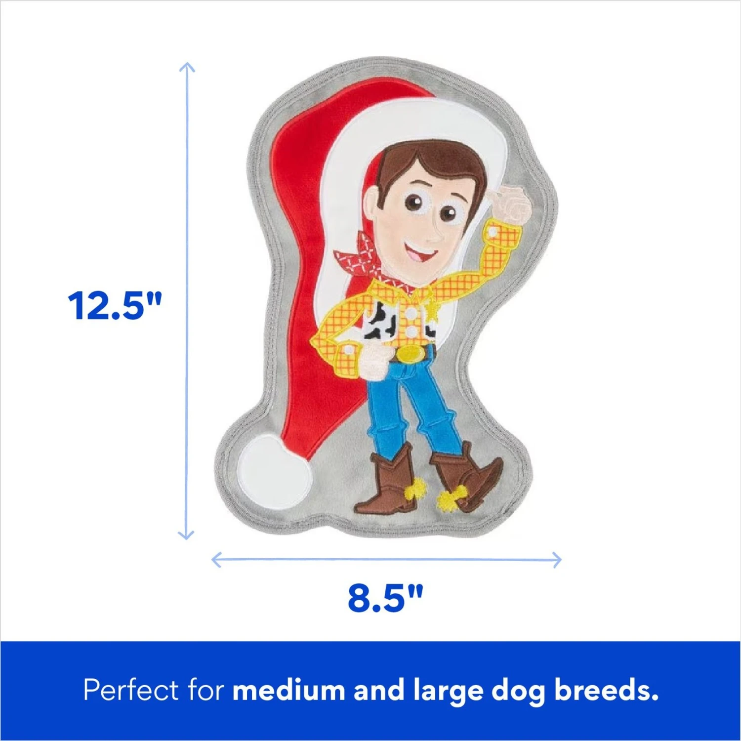 Pixar Holiday Woody With Santa Hat Flat Plush Squeaky Dog Toy 4 Pixar Holiday Woody With Santa Hat Flat Plush Squeaky Dog Toy - Image 2