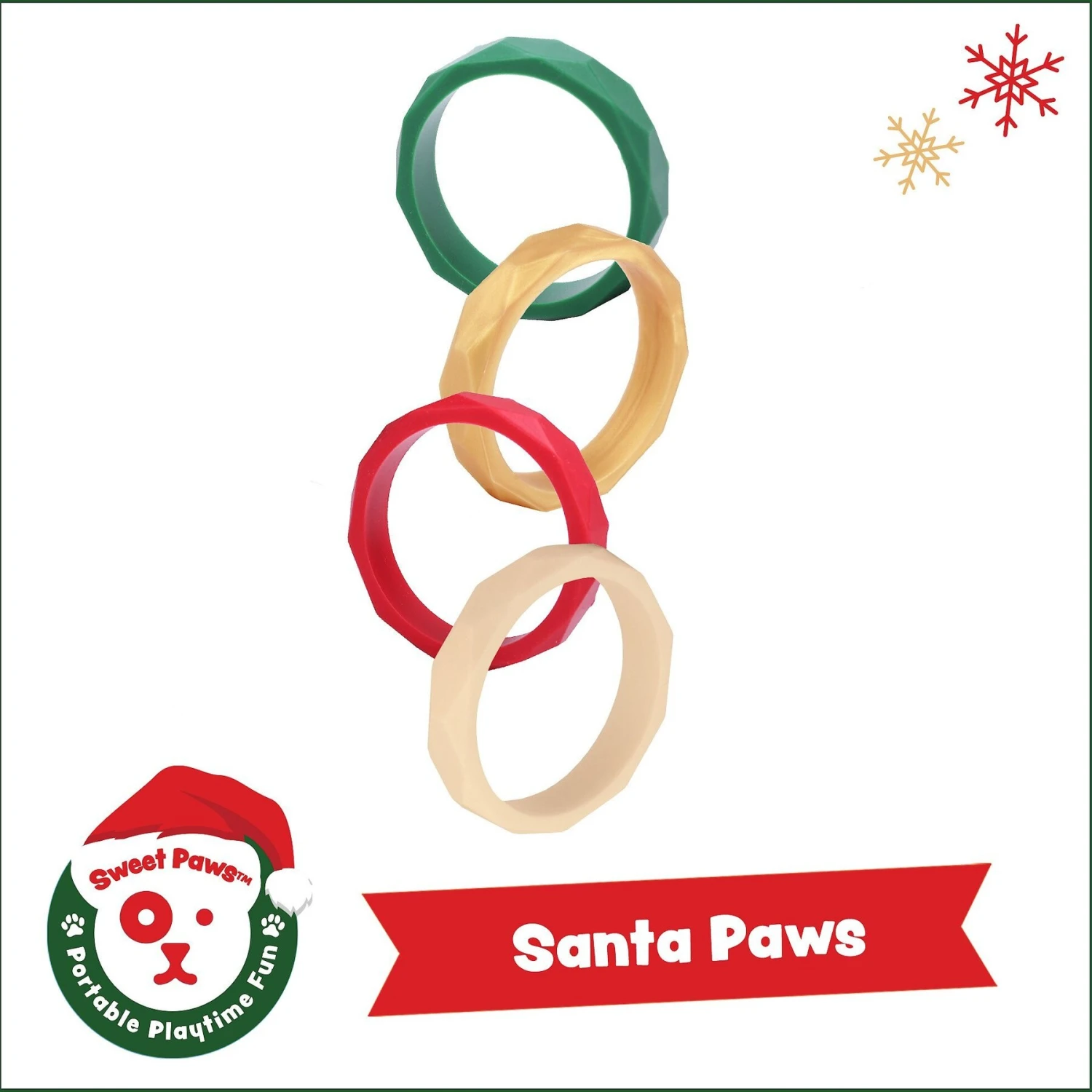 Sweet Paws Santa Paws Stack Wearable Puppy Teether Dog Toy, 4 Count 5 Sweet Paws Santa Paws Stack Wearable Puppy Teether Dog Toy, 4 Count - Image 3