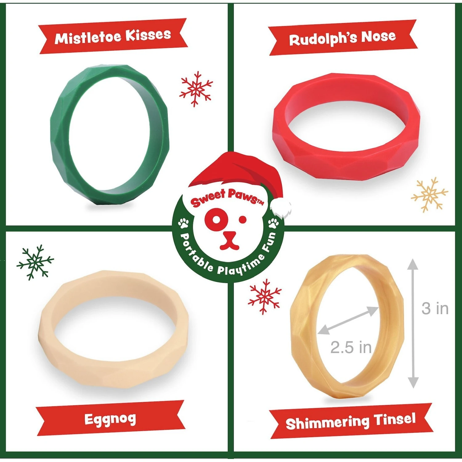 Sweet Paws Santa Paws Stack Wearable Puppy Teether Dog Toy, 4 Count 7 Sweet Paws Santa Paws Stack Wearable Puppy Teether Dog Toy, 4 Count - Image 5