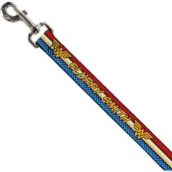 Buckle-Down DC Comics Wonder Woman Logo Stripe/Stars Personalized Dog Leash