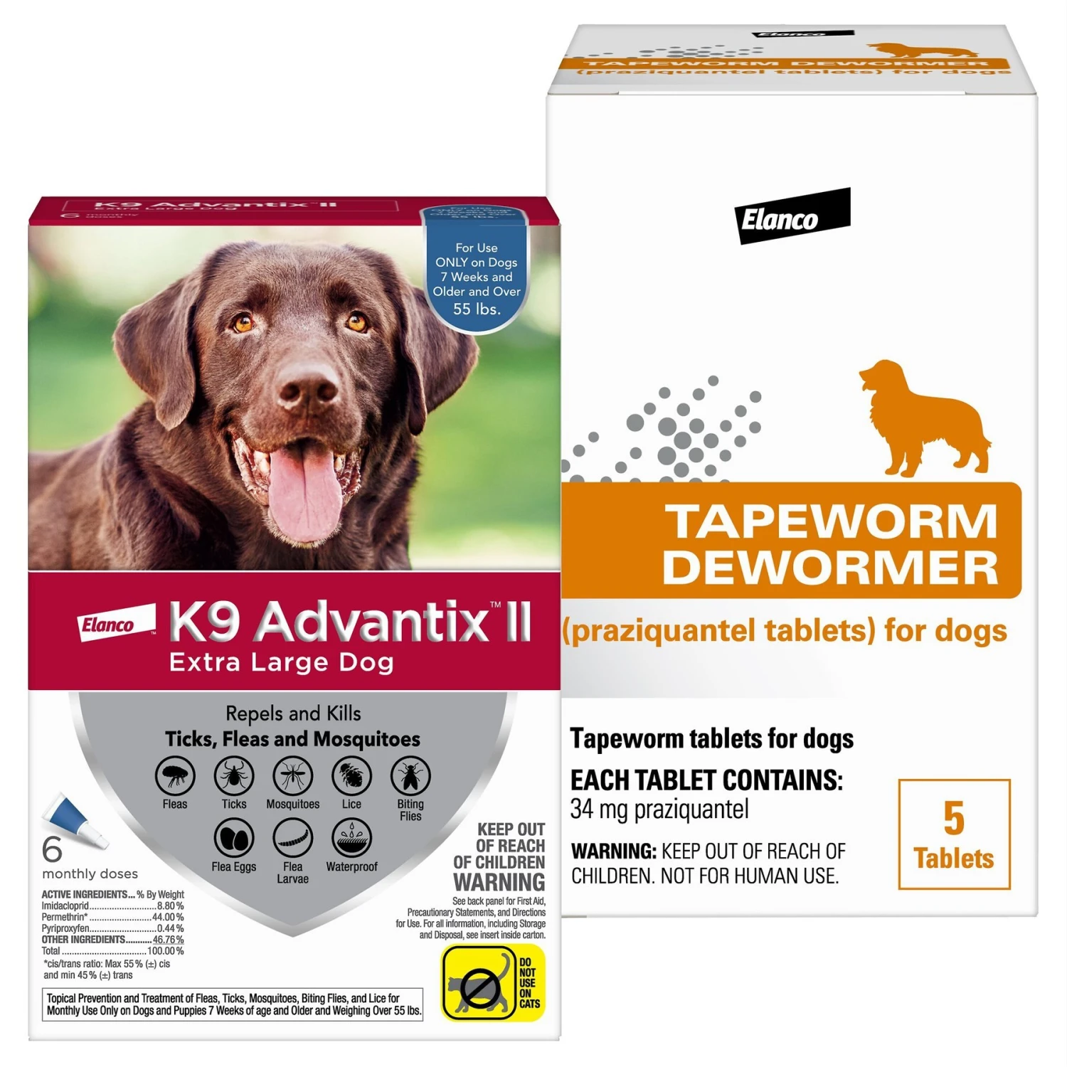 K9 Advantix II Flea & Tick Spot Treatment For Dogs, Over 55 Lbs & Elanco Dewormer For Tapeworms For Dogs 3 K9 Advantix II Flea & Tick Spot Treatment For Dogs, Over 55 Lbs & Elanco Dewormer For Tapeworms For Dogs