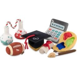 P.L.A.Y. Pet Lifestyle And You Back To School Squeaky Dog Toy, 5 Count