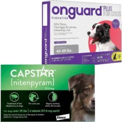 Capstar Flea Oral Treatment For Dogs, Over 25 Lbs & Onguard Plus Flea & Tick Spot Treatment For Dogs, 45-88 Lbs