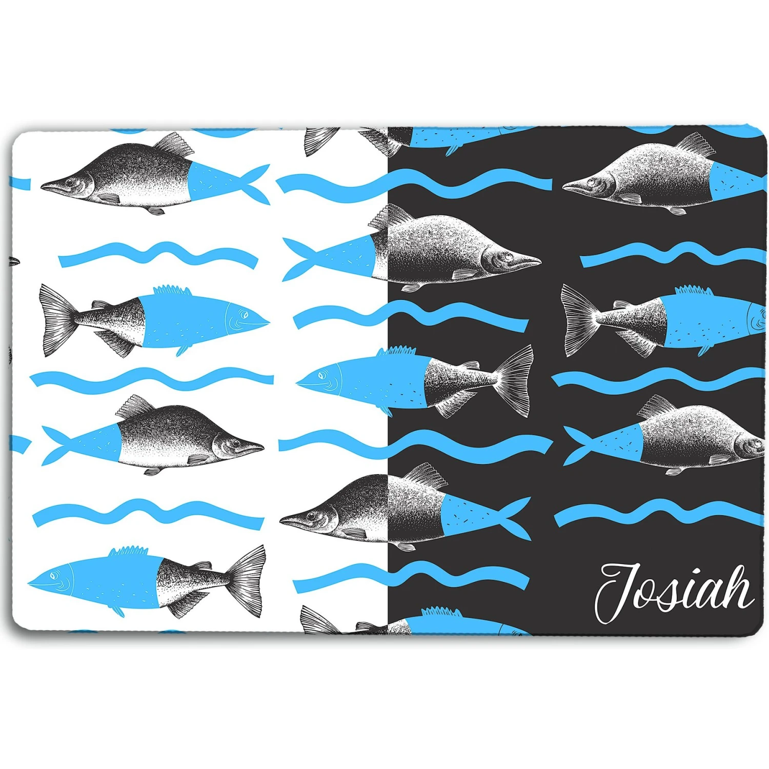 904 Custom Personalized Trendy Fish Print Dog & Cat Bowl Placemat 3 904 Custom Personalized Trendy Fish Print Dog & Cat Bowl Placemat