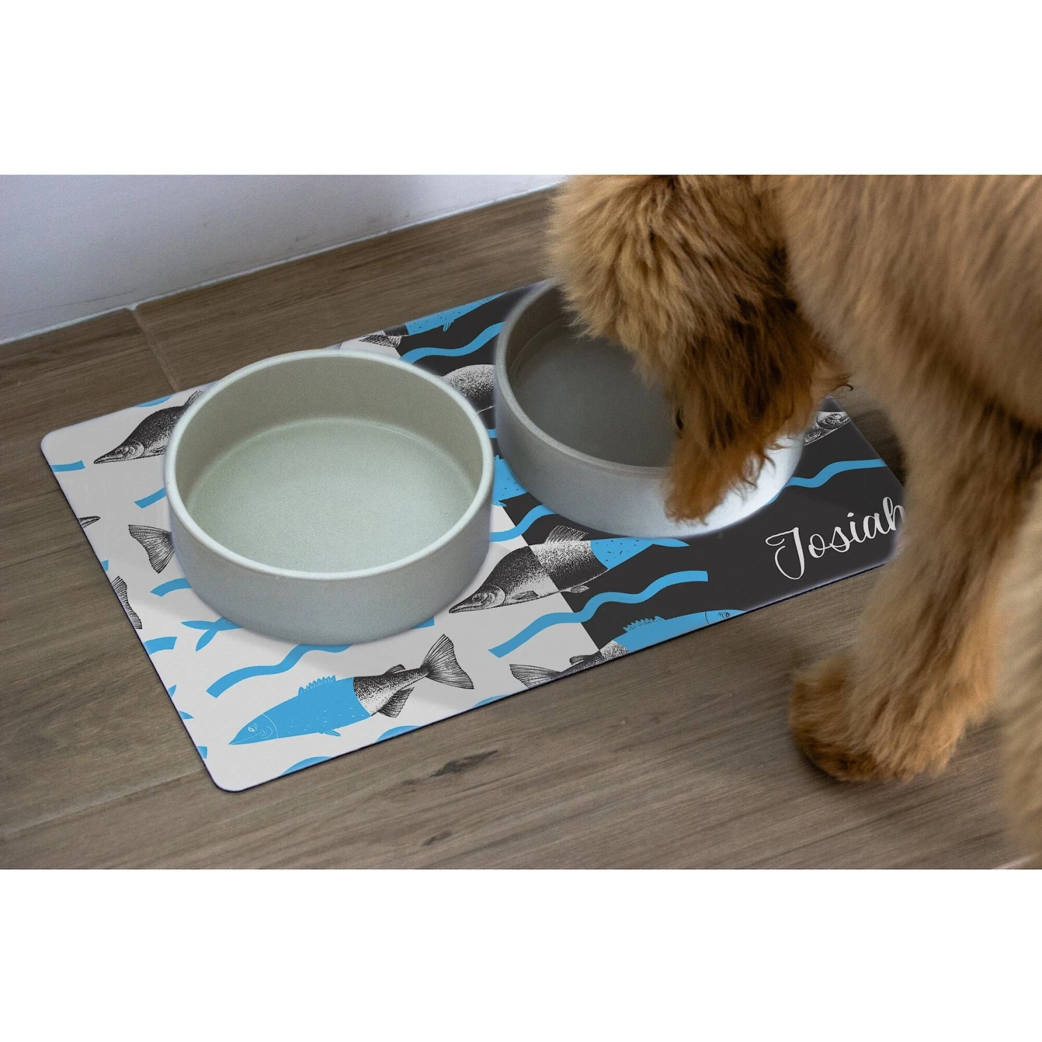 904 Custom Personalized Trendy Fish Print Dog & Cat Bowl Placemat 4 904 Custom Personalized Trendy Fish Print Dog & Cat Bowl Placemat - Image 2