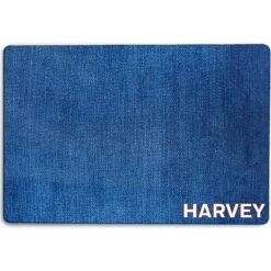 904 Custom Personalized Denim Print Dog & Cat Placemat