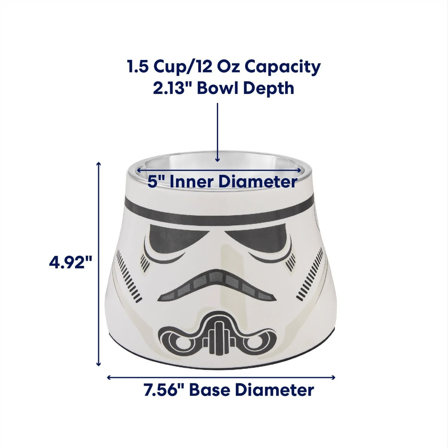 STAR WARS STORMTROOPER Melamine Elevated Stainless Steel Dog & Cat Bowl, 1.5 Cup 4 STAR WARS STORMTROOPER Melamine Elevated Stainless Steel Dog & Cat Bowl, 1.5 Cup - Image 2
