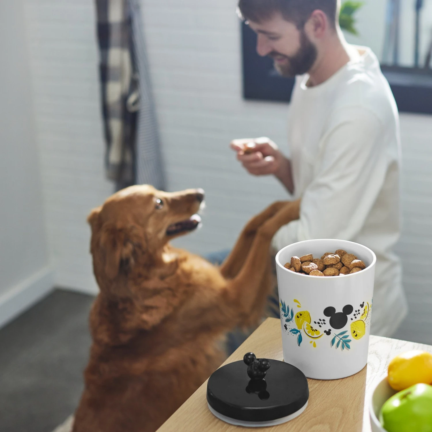 Disney Mickey Mouse Lemon Melamine Dog & Cat Treat Jar 5 Disney Mickey Mouse Lemon Melamine Dog & Cat Treat Jar - Image 3