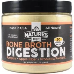 Nature's Diet Digestion Bone Broth Dry Dog & Cat Food Topping, 6-oz Jar