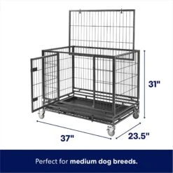 Frisco Ultimate Lightweight Heavy Duty Foldable & Stackable Steel Metal Single Door Dog Crate -Blue Buffalo Shop 326416 PT1. AC SS1800 V1645737982