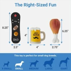 Frisco Father's Day Essential Latex Squeaky Dog Toy, 4 Count -Blue Buffalo Shop 327045 PT1. AC SS1800 V1648563987