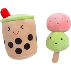 Pearhead Boba Bubble Tea & Mochi Dog Toys, 2 Count