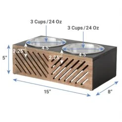 Frisco Premium Wood Elevated Stainless Steel Double Diner Dog & Cat Bowl, Black, 3 Cup 9 Frisco Premium Wood Elevated Stainless Steel Double Diner Dog & Cat Bowl, Black, 3 Cup -Blue Buffalo Shop 331509 PT1. AC SS1800 V1652976218