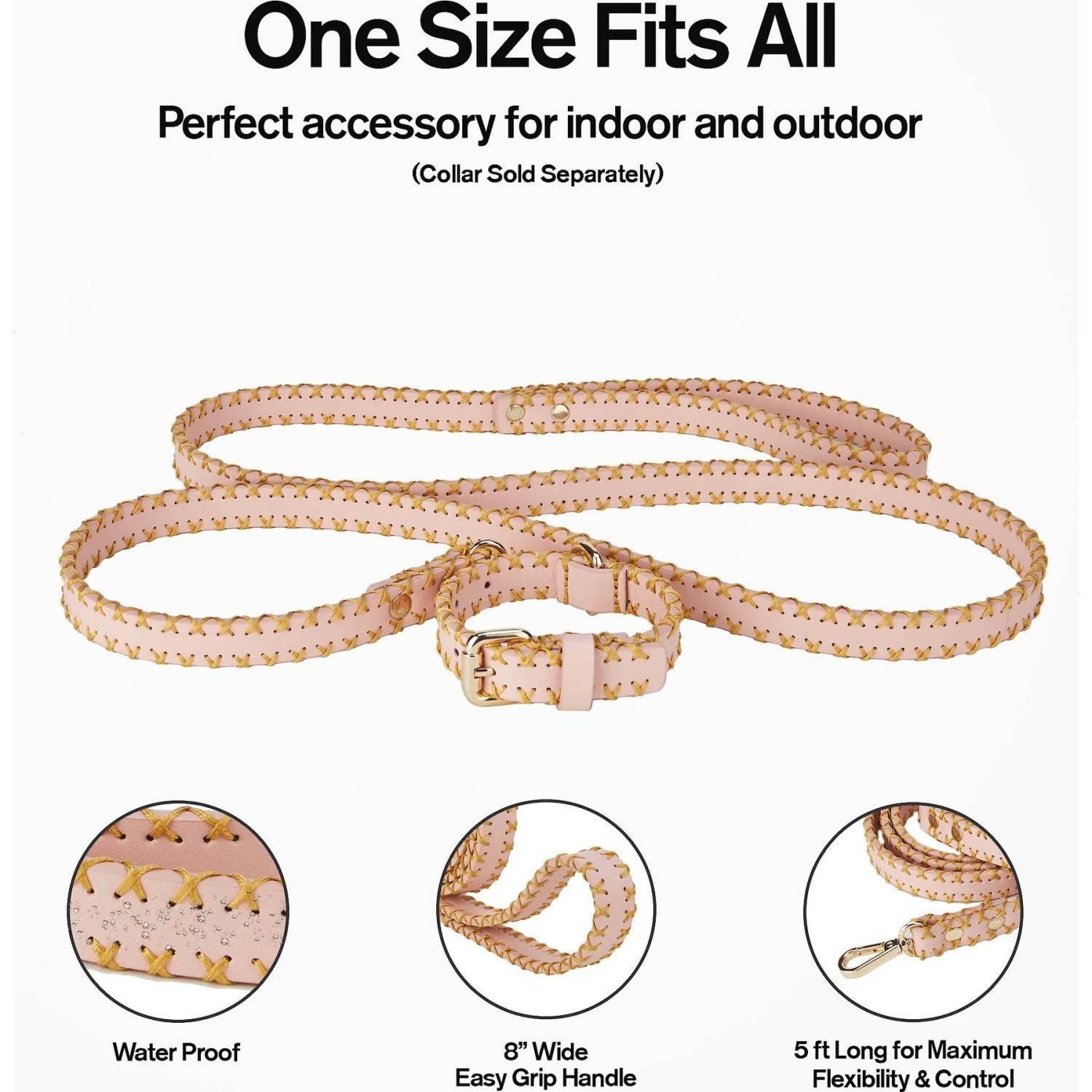 Scotch & Co Pink/Gold Handcrafted Dog Leash 4 Scotch & Co Pink/Gold Handcrafted Dog Leash - Image 2