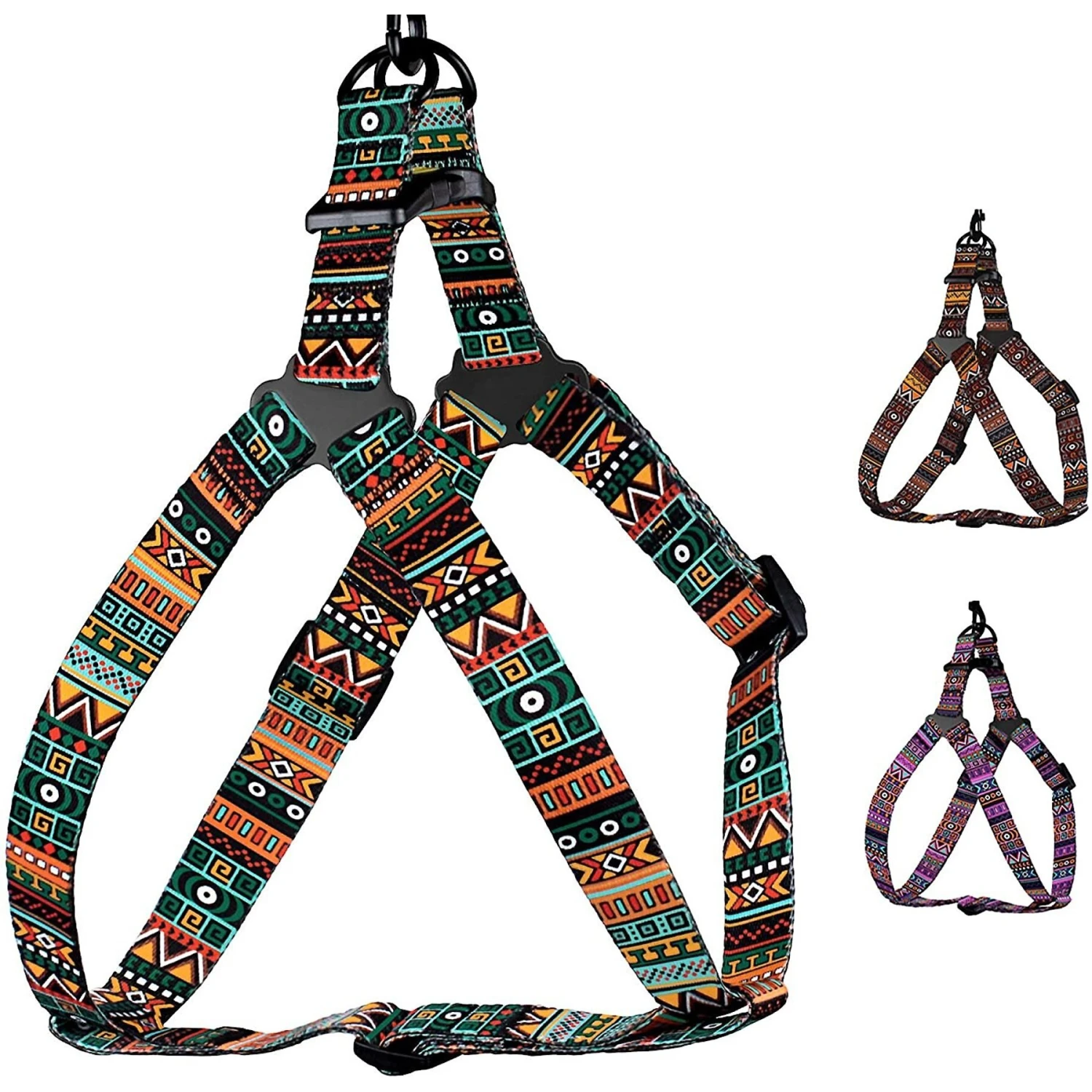 CollarDirect Tribal Pattern Aztec Design Adjustable Nylon Step-in Dog Harness 6 CollarDirect Tribal Pattern Aztec Design Adjustable Nylon Step-in Dog Harness - Image 4
