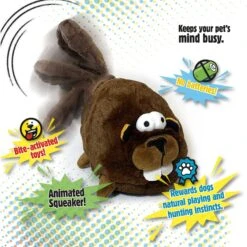 GoDog Action Plush Beaver Animated Squeaker Dog Toy -Blue Buffalo Shop 362836 PT3. AC SS1800 V1642636004