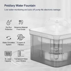 Petdiary Automatic Cat Water Fountain, White, Medium -Blue Buffalo Shop 364529 PT2. AC SS1800 V1646701343