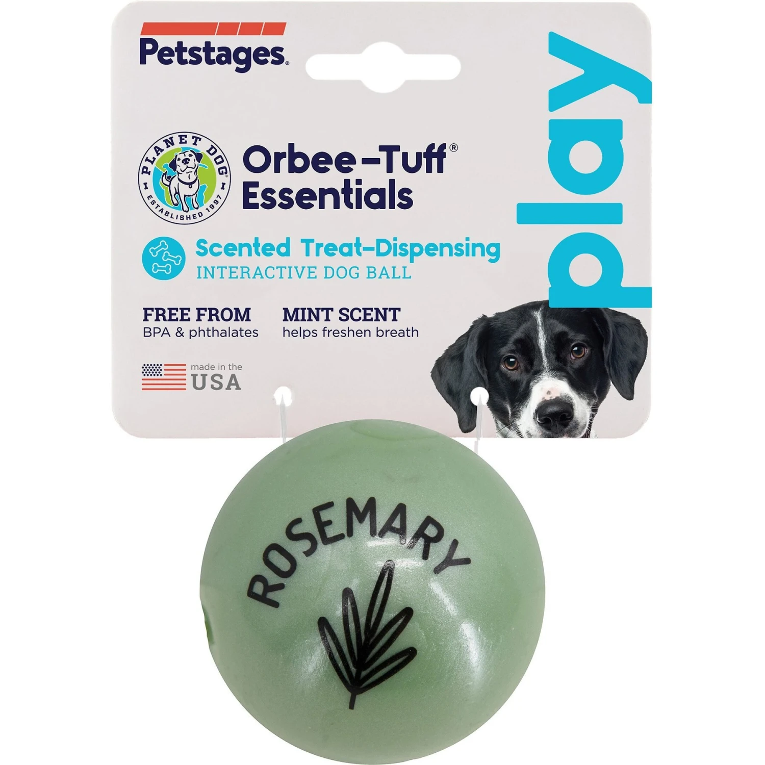 Planet Dog Orbee-Tuff Essentials Rosemary Scented Interactive Dog Ball Treat Dispenser Toy, Green 9 Planet Dog Orbee-Tuff Essentials Rosemary Scented Interactive Dog Ball Treat Dispenser Toy, Green - Image 7