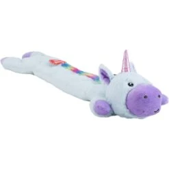 Charming Pet Longidudes Unicorn Plush & Squeaky Dog Tug Toy, Blue