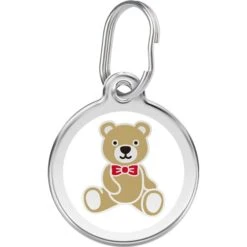 Red Dingo Teddy Bear Stainless Steel Personalized Dog & Cat ID Tag