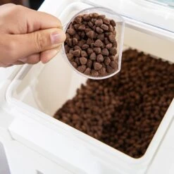 Hanamya Pet Food Storage Container With Measuring Cup, White & Gray -Blue Buffalo Shop 511766 PT6. AC SS1800 V1649229992
