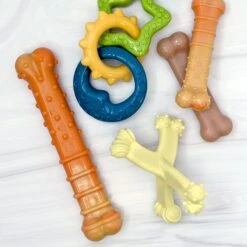 Nylabone Puppy Power Chew Teething Toy Rings Dogs Bacon Yellow -Blue Buffalo Shop 54231 PT2. AC SS1800 V1658886232