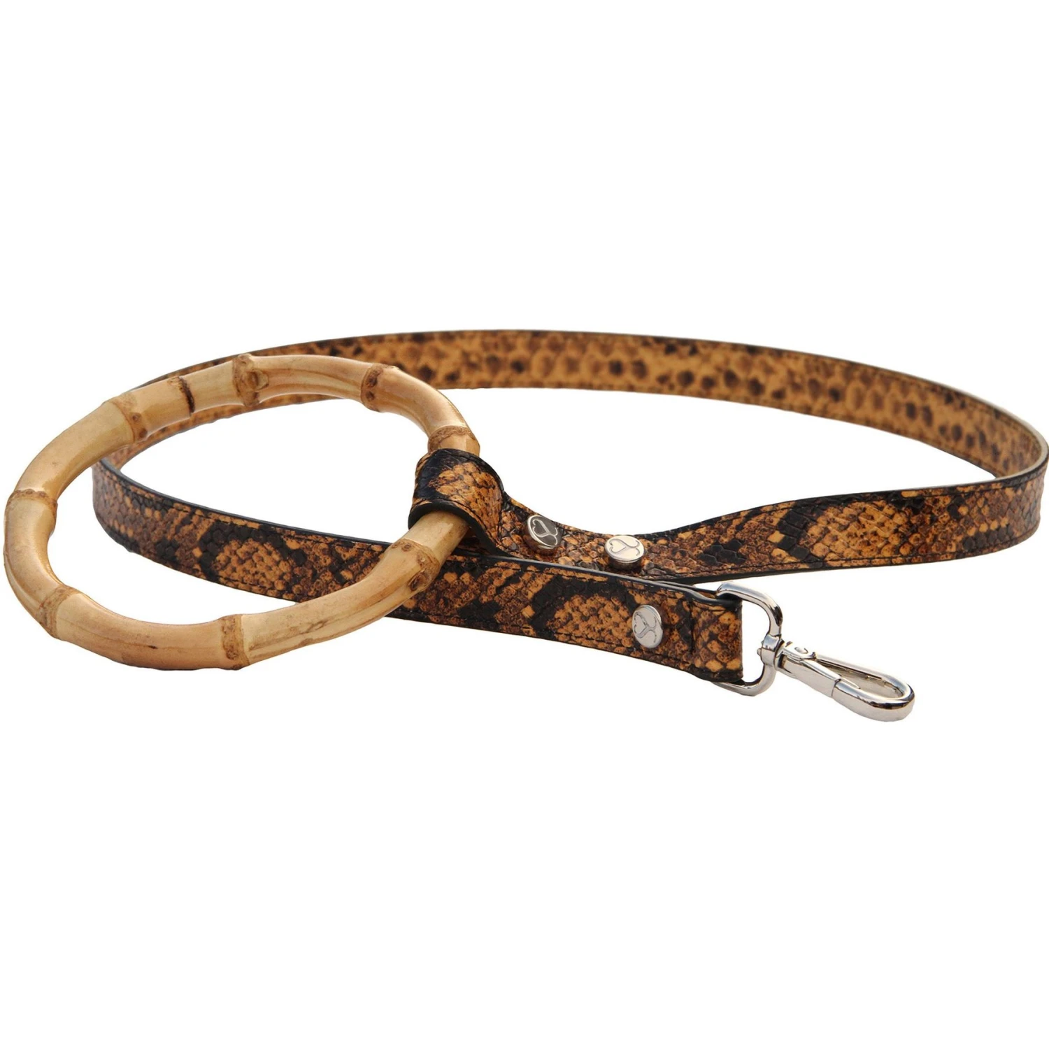 Shaya Pets Sasha Embossed Leather Leash, Black & Yellow 3 Shaya Pets Sasha Embossed Leather Leash, Black & Yellow