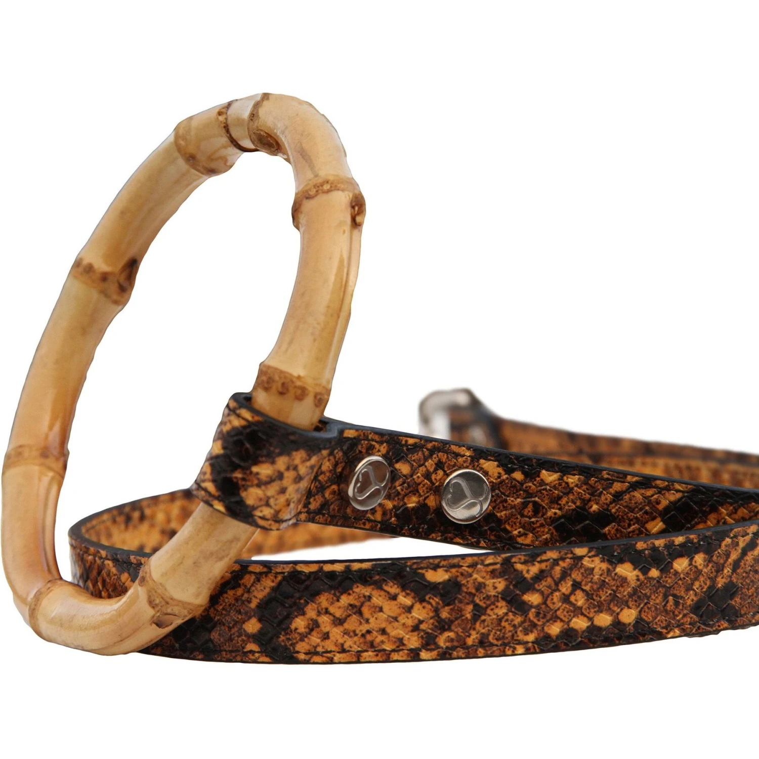 Shaya Pets Sasha Embossed Leather Leash, Black & Yellow 4 Shaya Pets Sasha Embossed Leather Leash, Black & Yellow - Image 2