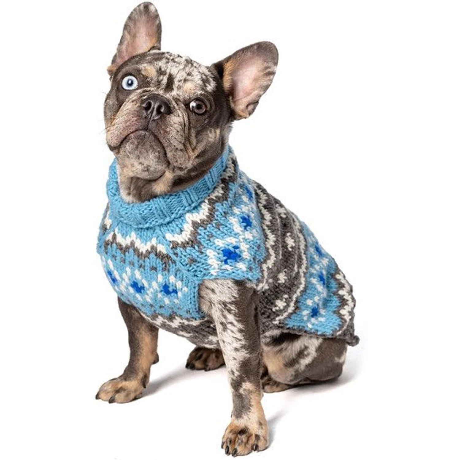 Chilly Dog Fairisle Wool Dog Sweater, Blue 4 Chilly Dog Fairisle Wool Dog Sweater, Blue - Image 2
