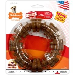 Nylabone Power Chew Textured Dog Chew Ring Toy Flavor Medley