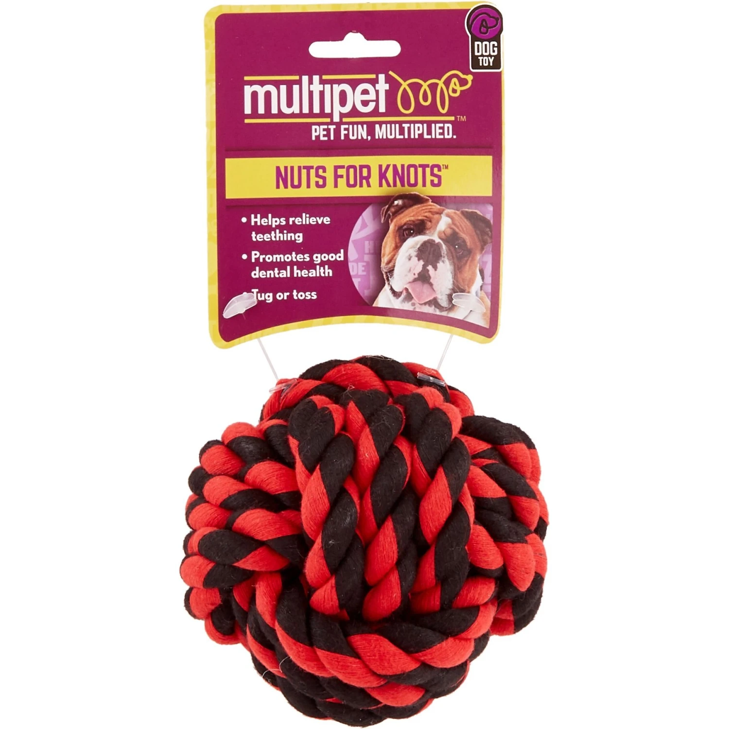 Multipet Nuts For Knots Ball Dog Toy, Color Varies 4 Multipet Nuts For Knots Ball Dog Toy, Color Varies - Image 2