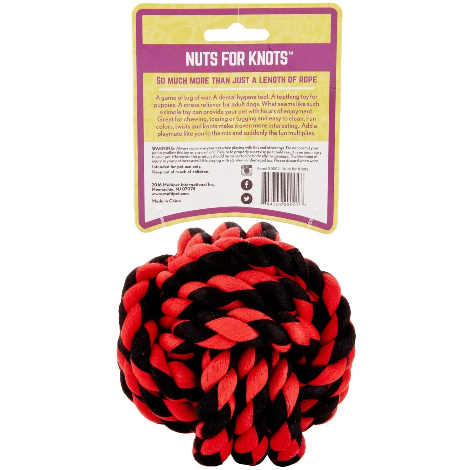Multipet Nuts For Knots Ball Dog Toy, Color Varies 5 Multipet Nuts For Knots Ball Dog Toy, Color Varies - Image 3