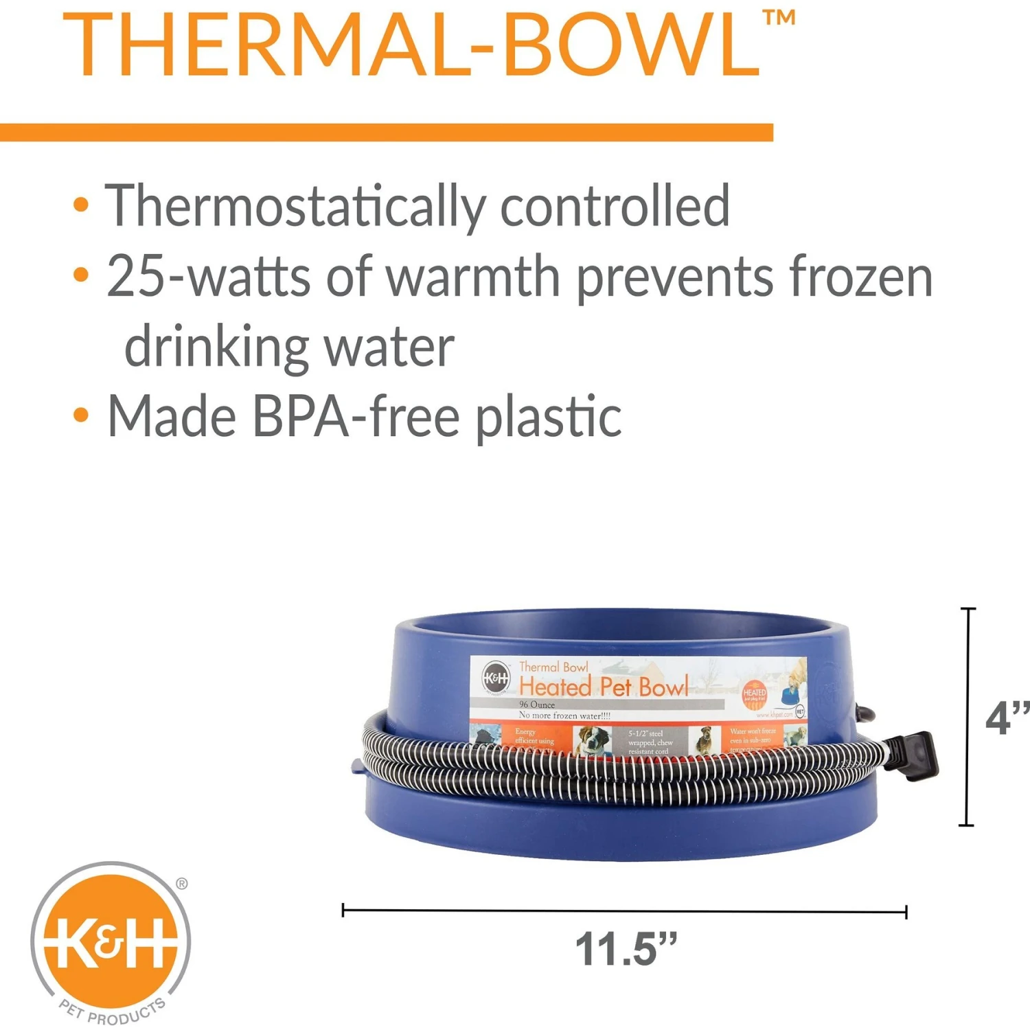 K&H Pet Products Thermal-Bowl Outdoor Heated Cat & Dog Water Bowl 4 K&H Pet Products Thermal-Bowl Outdoor Heated Cat & Dog Water Bowl - Image 2