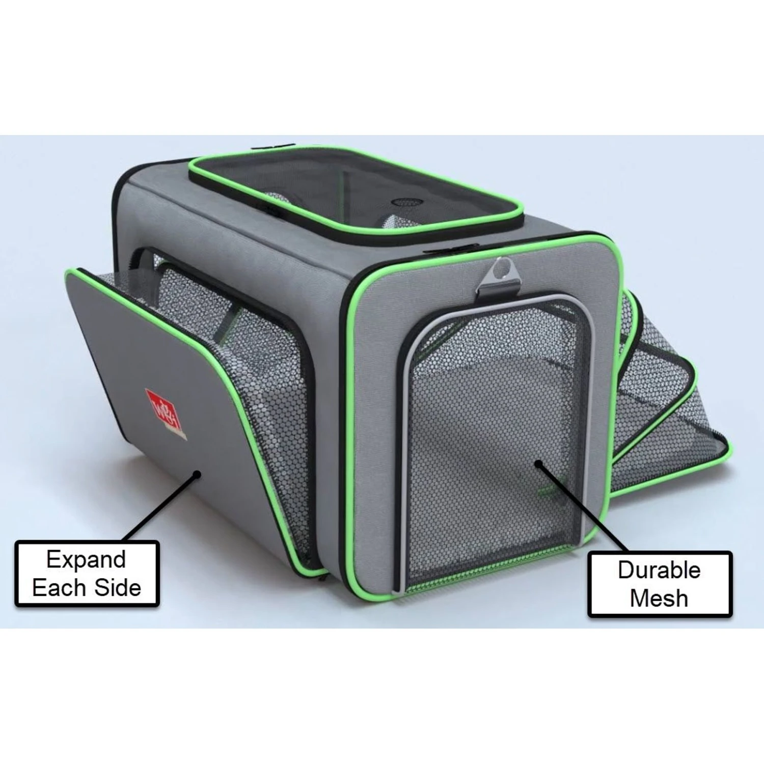 Wigzi "Lighted LED" Expandable Dog & Cat Travel Carrier, Gray, Small 8 Wigzi "Lighted LED" Expandable Dog & Cat Travel Carrier, Gray, Small - Image 6