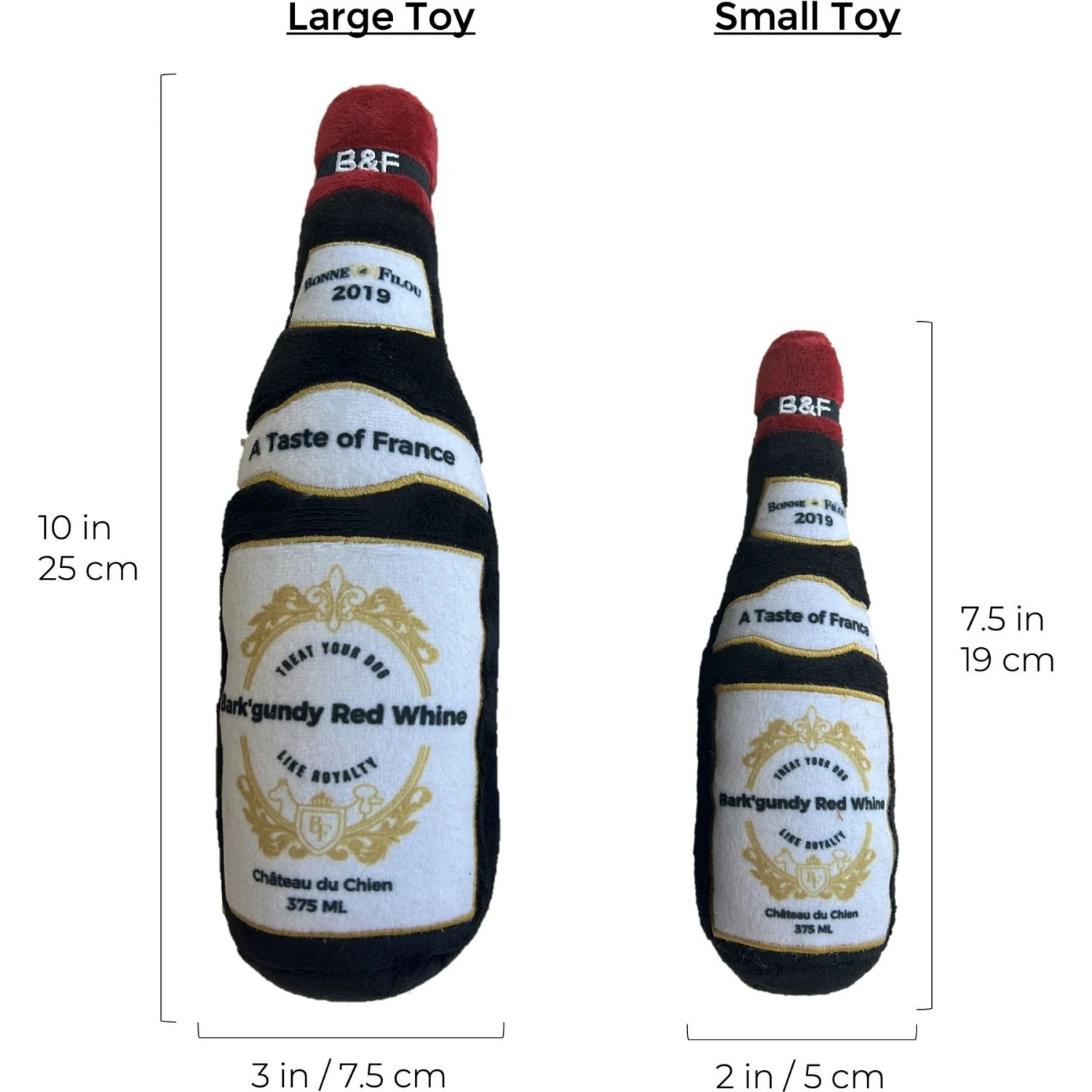 Bonne Et Filou Bark'gundy Red Whine Squeaky Plush Dog Toy 4 Bonne Et Filou Bark'gundy Red Whine Squeaky Plush Dog Toy - Image 2