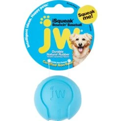 JW Pet ISqueak Bouncin' Baseball Dog Toy, Color Varies