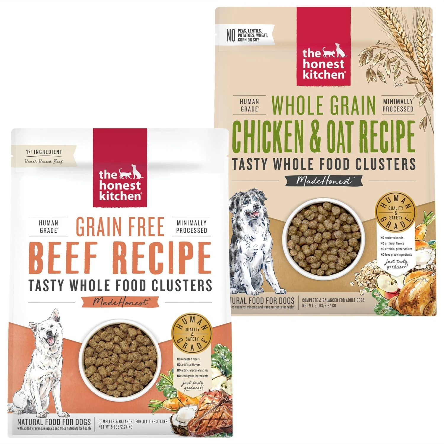 The Honest Kitchen Grain-Free Beef Whole Food Clusters Dry Dog Food & The Honest Kitchen Food Clusters Whole Grain Chicken & Oat Recipe Dog Food 3 The Honest Kitchen Grain-Free Beef Whole Food Clusters Dry Dog Food & The Honest Kitchen Food Clusters Whole Grain Chicken & Oat Recipe Dog Food