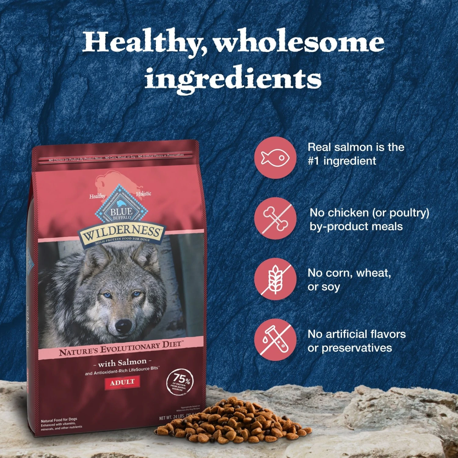 Blue Buffalo Wilderness Adult High Protein Natural Salmon & Wholesome Grains Dry Dog Food 8 Blue Buffalo Wilderness Adult High Protein Natural Salmon & Wholesome Grains Dry Dog Food - Image 6