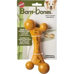 Ethical Pet Bambone Nubby Bone Peanut Butter Flavored Dog Chew Toy, Tan
